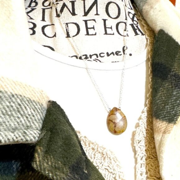 Alquimia Silver and Brown Stone Necklace - Picture 2 of 3